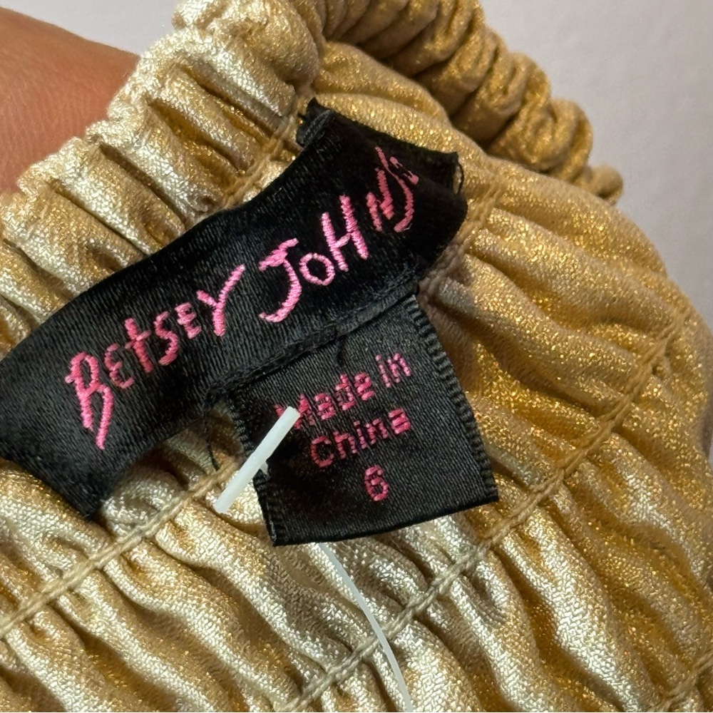 Betsey Johnson Blush Gold Halter Smocked Dress 6 - Picture 11 of 11